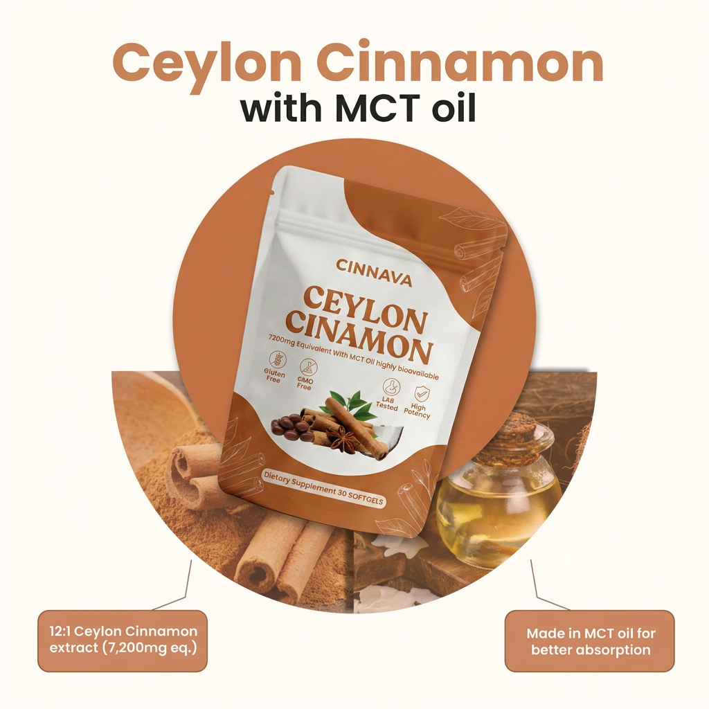 Ceylon Cinnamon 7200mg Equivalent with MCT Oil